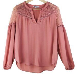 Heartloom Dusty Peach Lace Trimmed Top Size Small